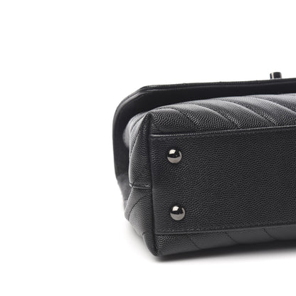 Chanel Caviar Chevron Quilted Mini Coco Handle Flap So Black 9 of 12