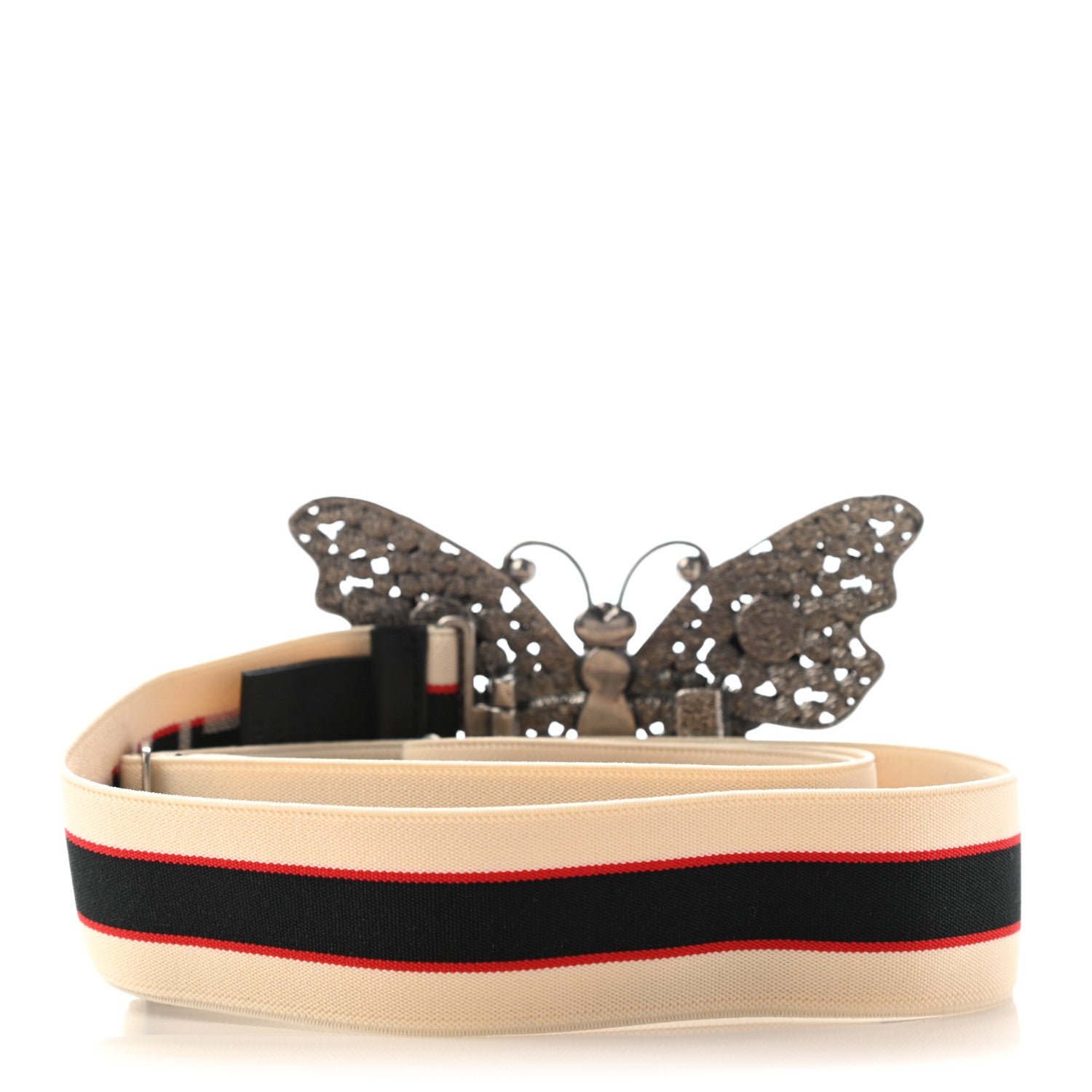 Gucci Jacquard Crystal Stripe Butterfly Belt 100 40 White 2 of 4
