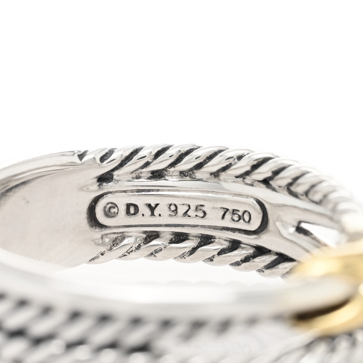 David Yurman Sterling Silver 18K Yellow Gold 6mm X Crossover Ring 54 6.75 4 of 4