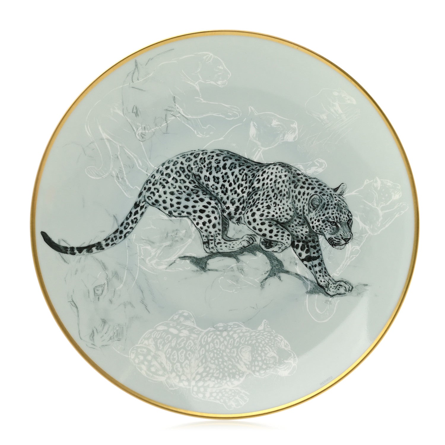 Hermes Porcelain Carnets D'Equateur Jaguar Dessert Plate 1 of 5