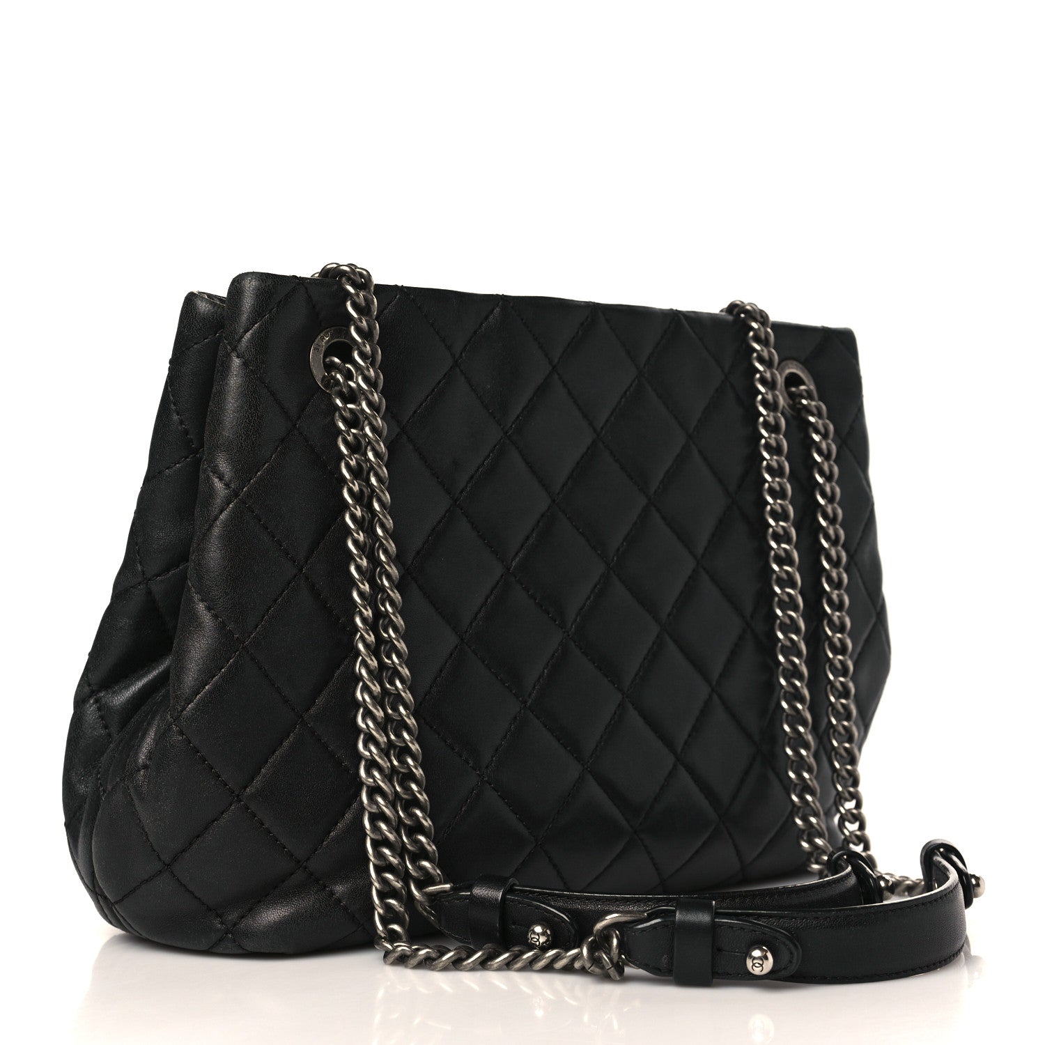 Chanel Lambskin Quilted Accordion Tote Black 3 of 9