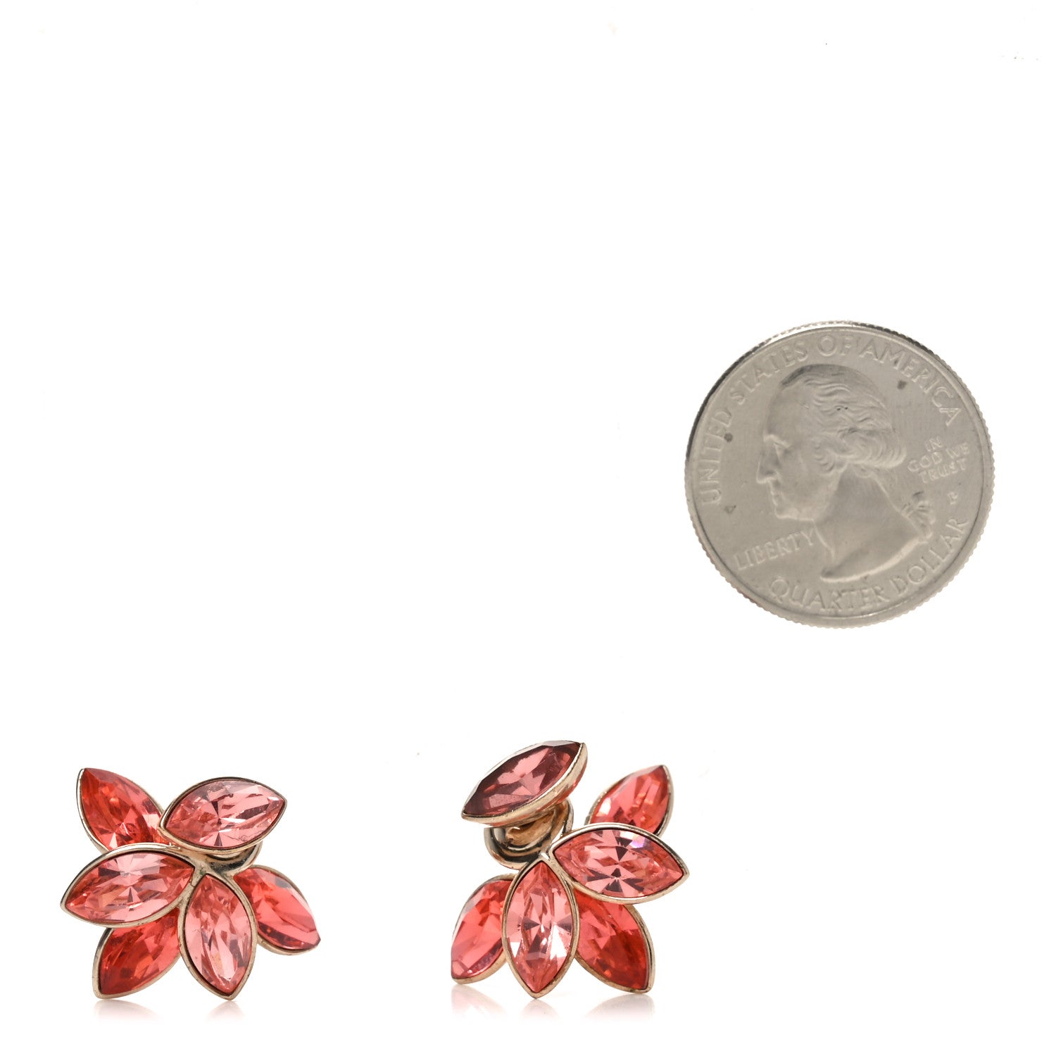 Christian Dior Metal Crystal Tribal Earrings Pink 2 of 4
