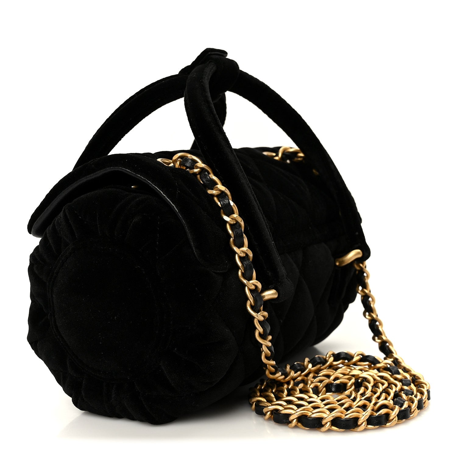 Chanel Velvet Quilted Mini Top Handle Flap Black 3 of 13