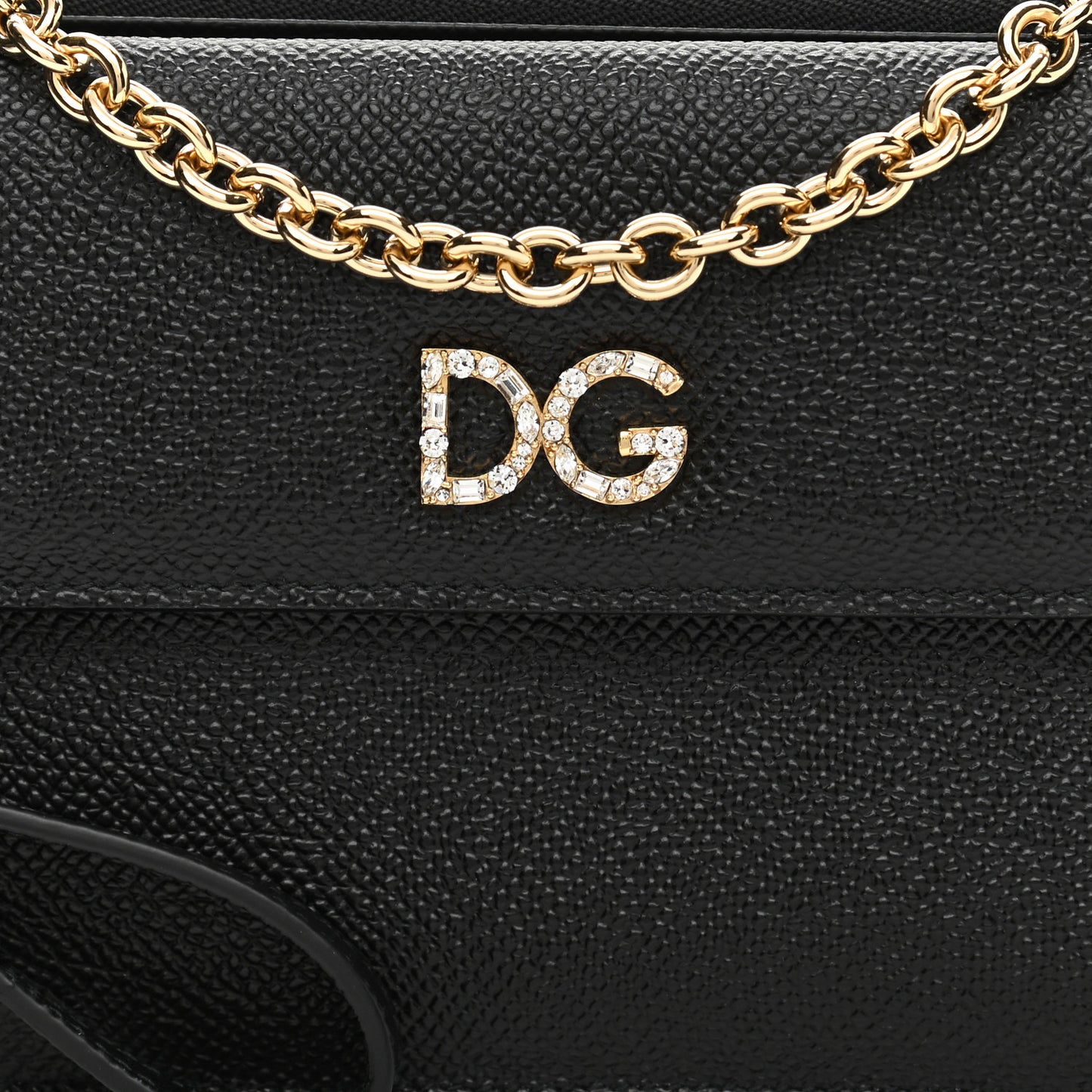 Dauphine Embellished Logo Chain Pouch Black