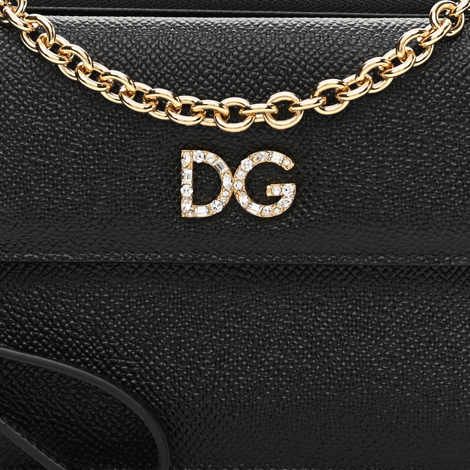 Dolce & Gabbana Dauphine Embellished Logo Chain Pouch Black 7 of 8