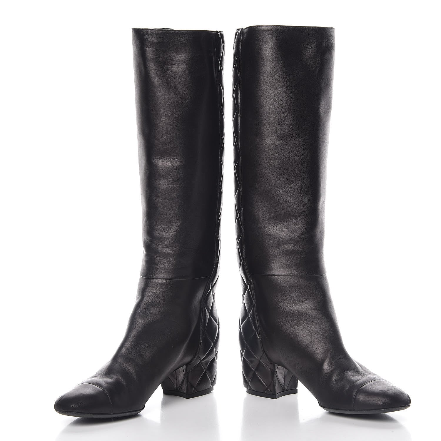 Chanel Lambskin Quilted Reissue Knee High Tall Boots 37 Black 5 of 14