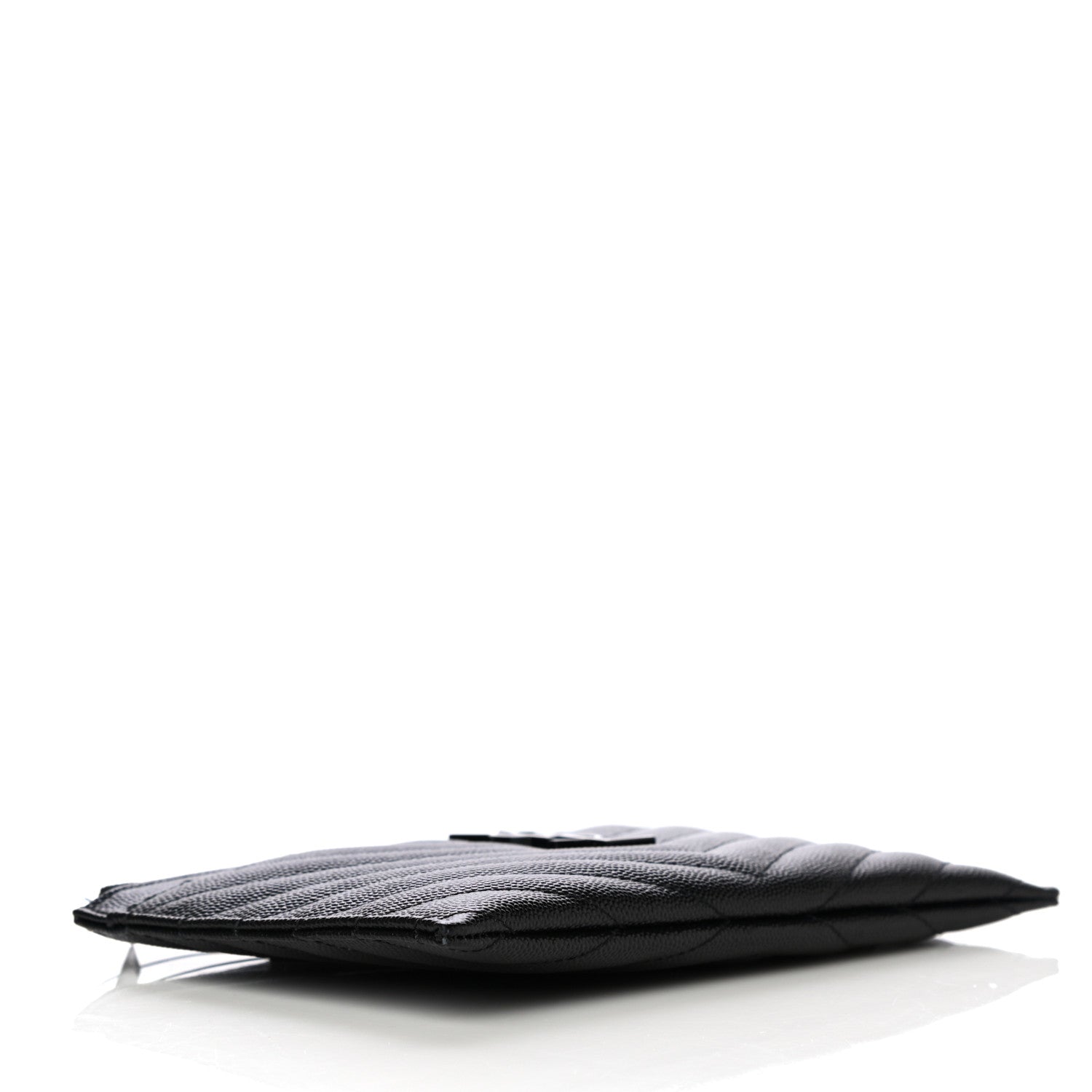 Saint Laurent Grain De Poudre Chevron Monogram Bill Pouch Black 4 of 10