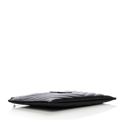 Saint Laurent Grain De Poudre Chevron Monogram Bill Pouch Black 4 of 10