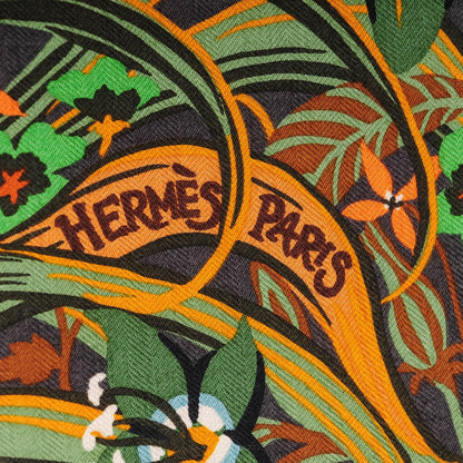 Hermes Cashmere Silk Tyger Tyger Shawl 140 Vert Caramel Vert Amande 4 of 7