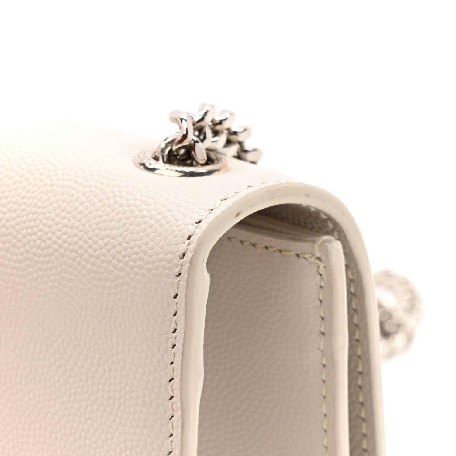 Saint Laurent Grain De Poudre Small Classic Monogram Kate Tassel Satchel Icy White 17 of 17