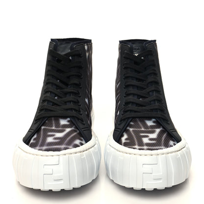 Fendi X SARAH COLEMAN Fabric Jacquard FF Vertigo Mens Fendi Force High Top Sneakers 10 Silver Com 2 of 9