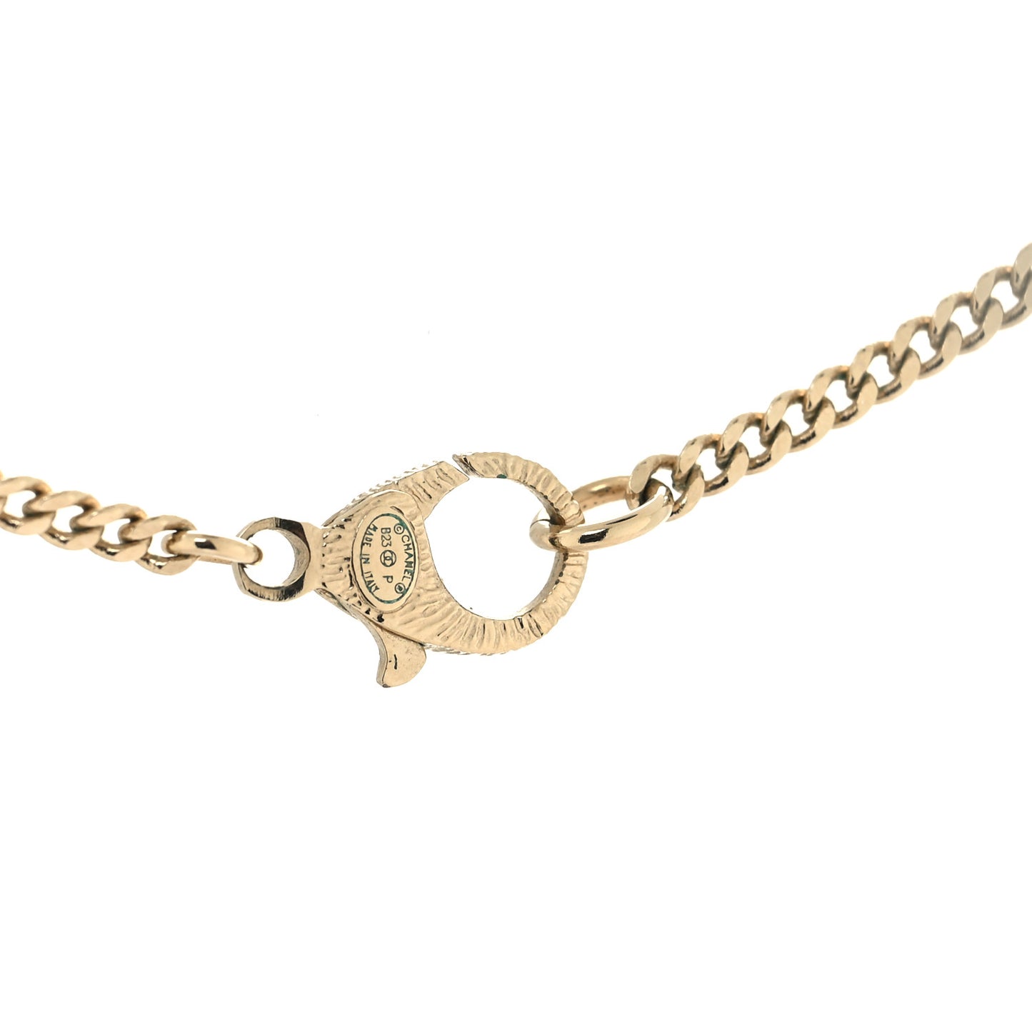 Crystal Lambskin Chain CC N°5 Necklace Gold Black