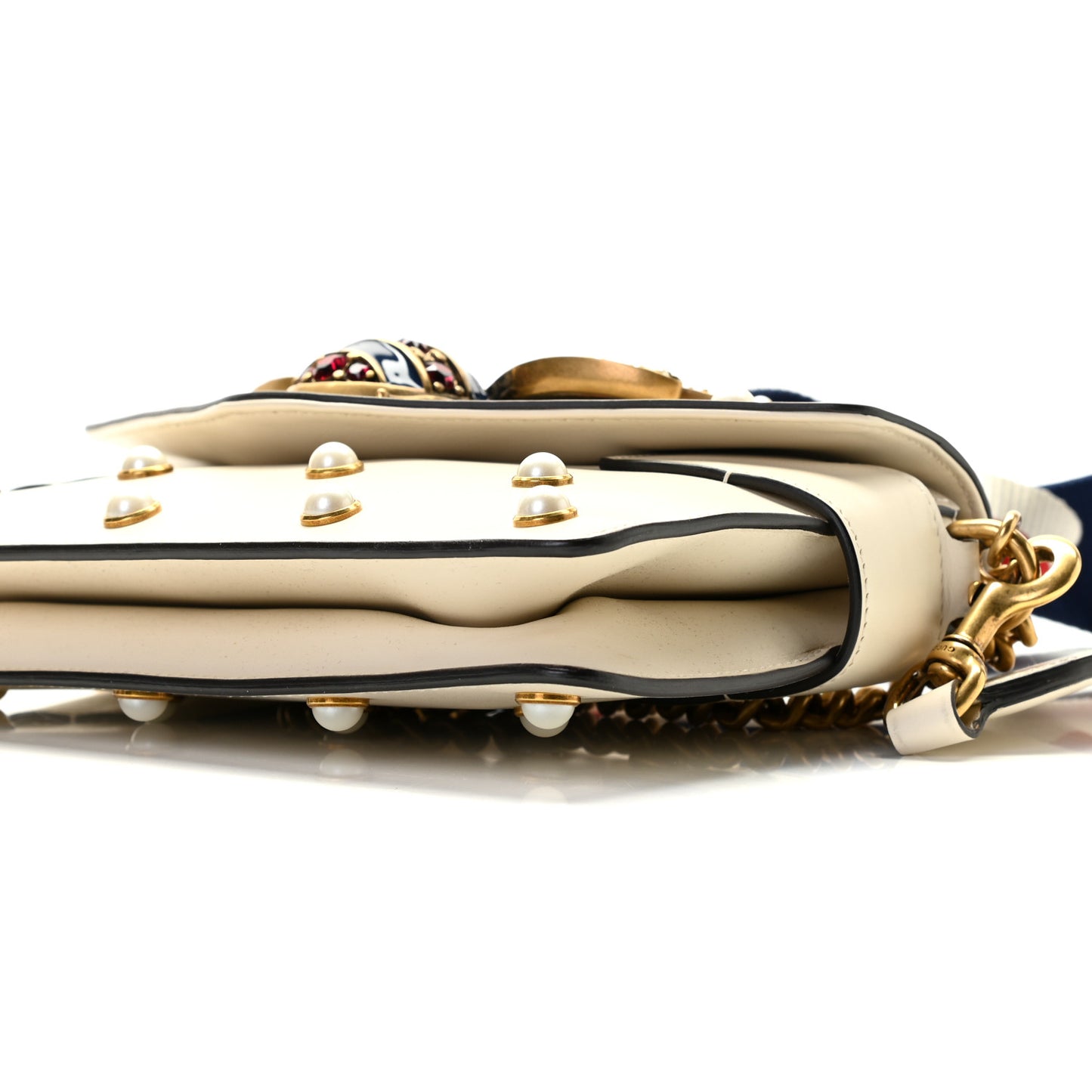 Nappa Pearl Studded Mini Queen Margaret Broadway Shoulder Bag Mystic White