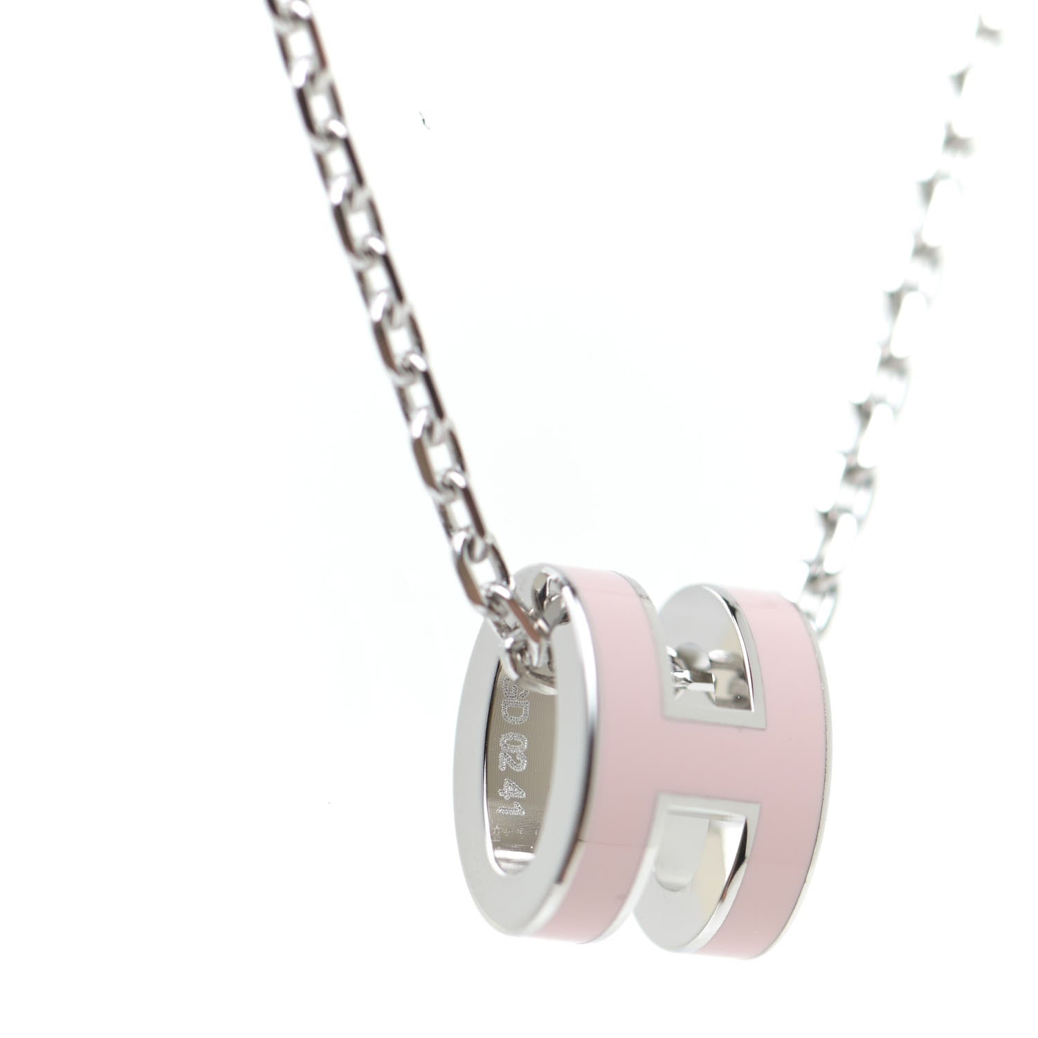 Hermes Palladium Mini Pop H Pendant Necklace Rose Dragee 7 of 7