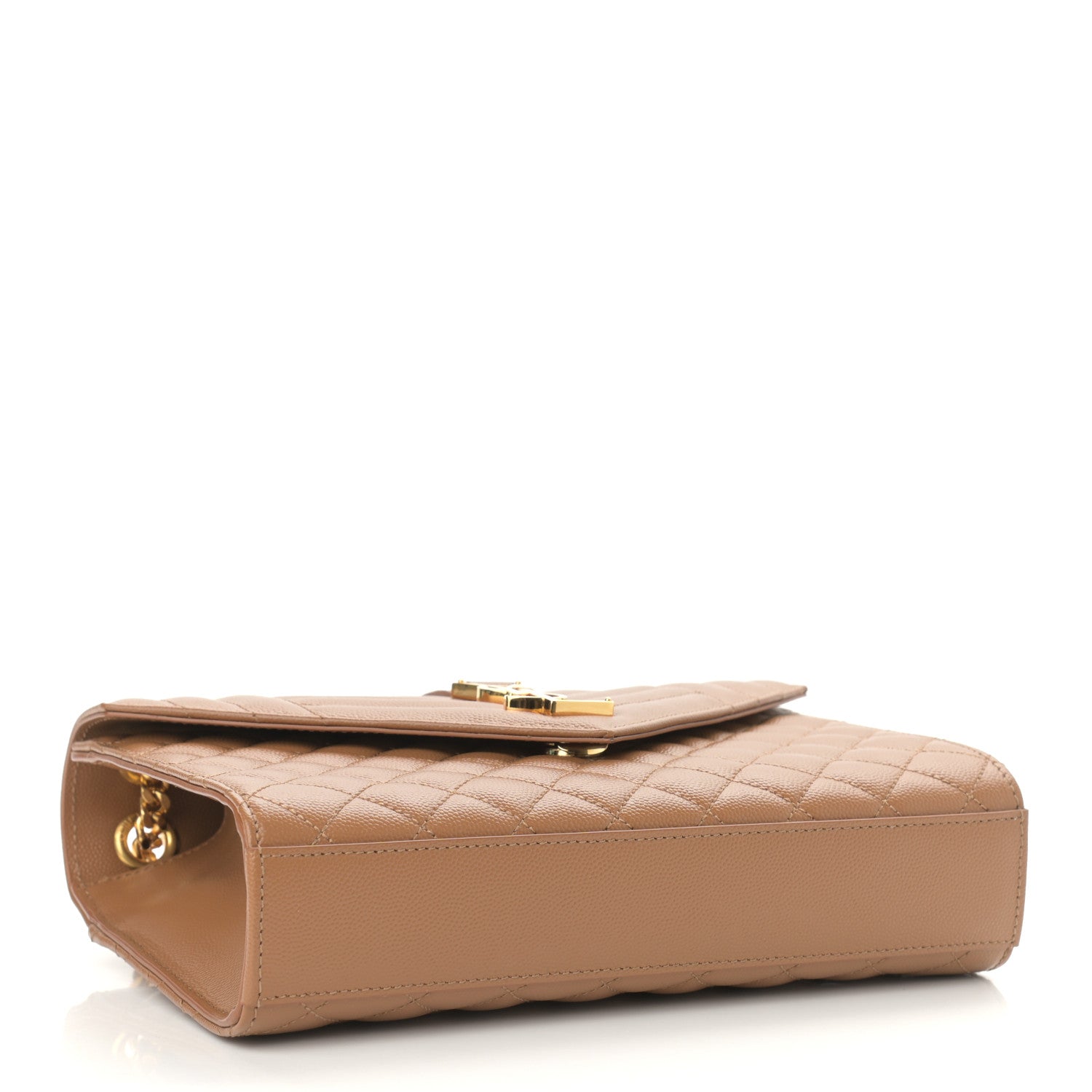 Saint Laurent Grain De Poudre Textured Mixed Matelasse Triquilt Medium Monogram Satchel Tan 4 of 10