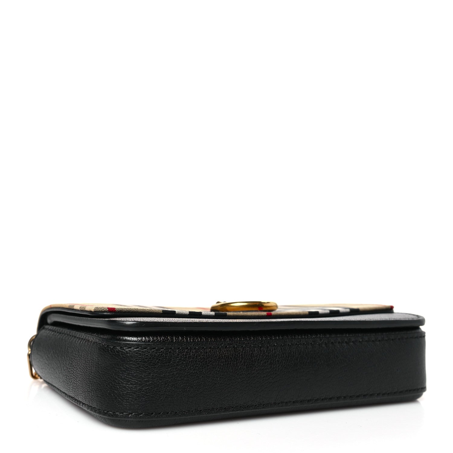 Burberry Calfskin Vintage Check Mini Hayes D-Ring Crossbody Bag Black 3 of 8