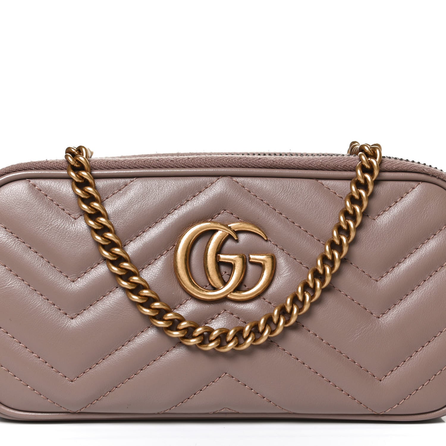 Gucci Calfskin Matelasse Mini GG Marmont Chain Crossbody Bag Porcelain Rose 7 of 9