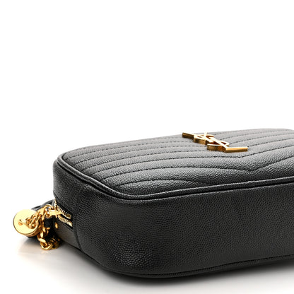 Saint Laurent Grain De Poudre Matelasse Monogram Mini Lou Camera Bag Black 8 of 9