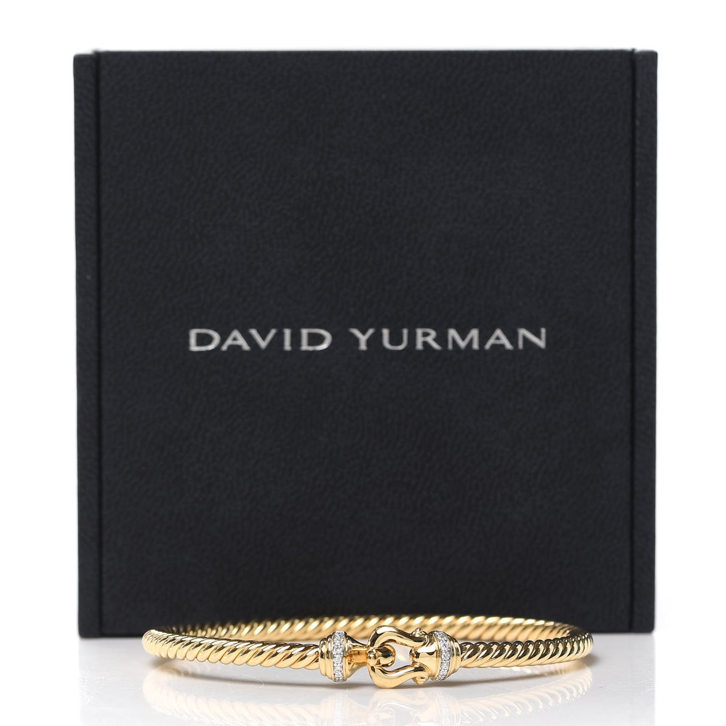18K Yellow Gold Diamond 3.5mm Cable Buckle Bracelet