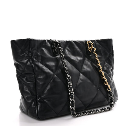 Chanel Lambskin Quilted Chanel 19 East West Shopping Bag Black 3 of 10