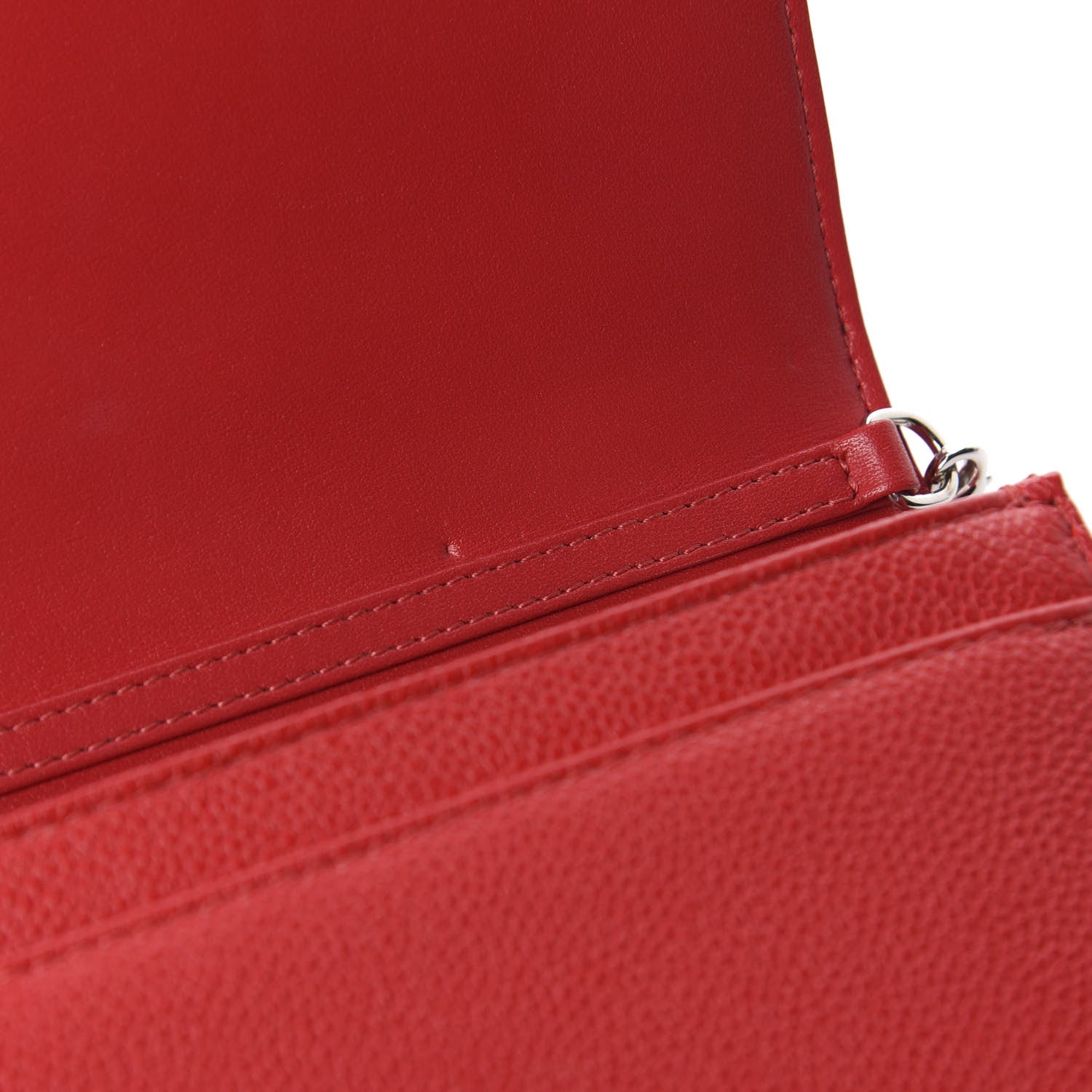 Christian Dior Grained Calfskin Diorama Wallet on Chain Pouch Rouge Vif 13 of 14