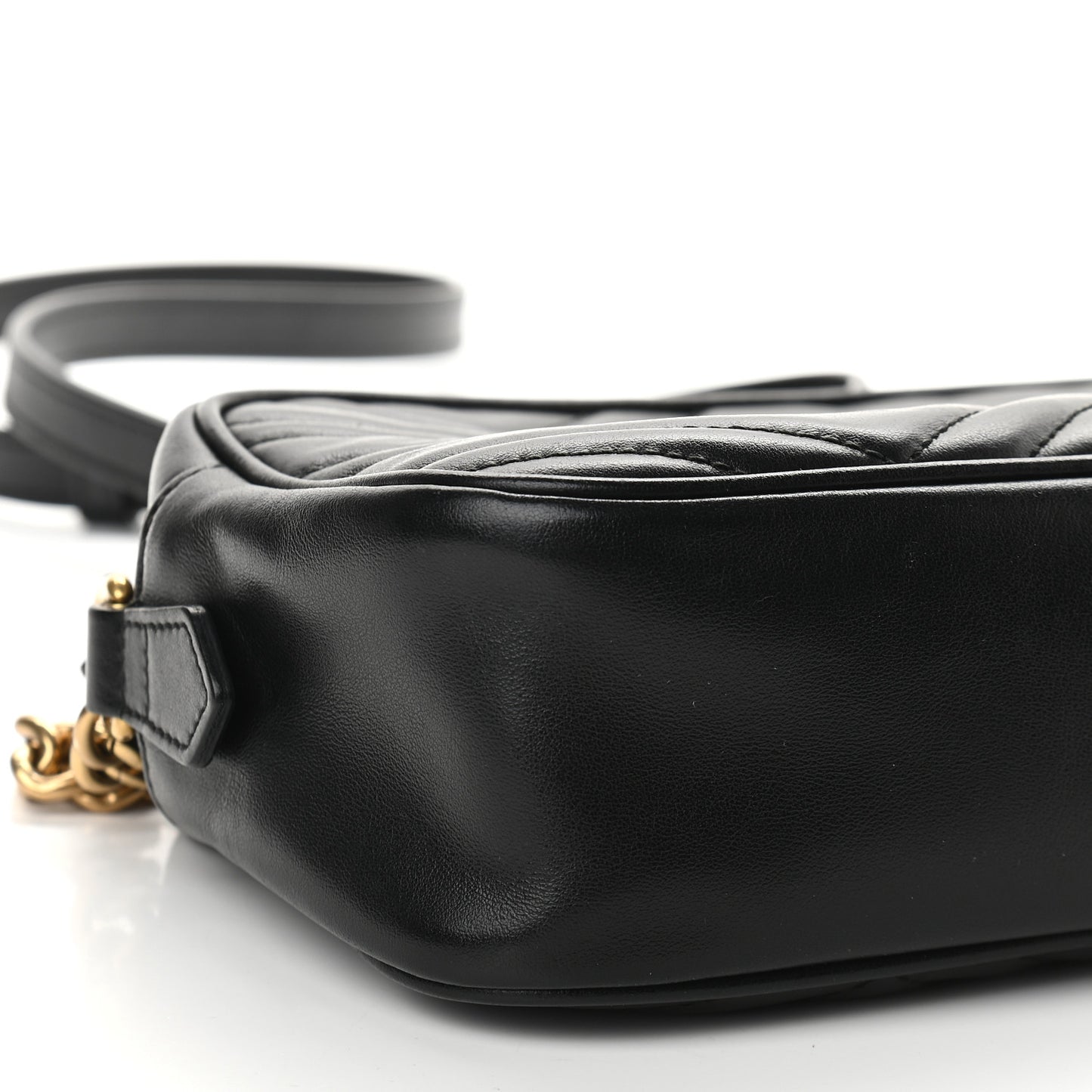 Calfskin Matelasse Small GG Marmont Chain Shoulder Bag Black