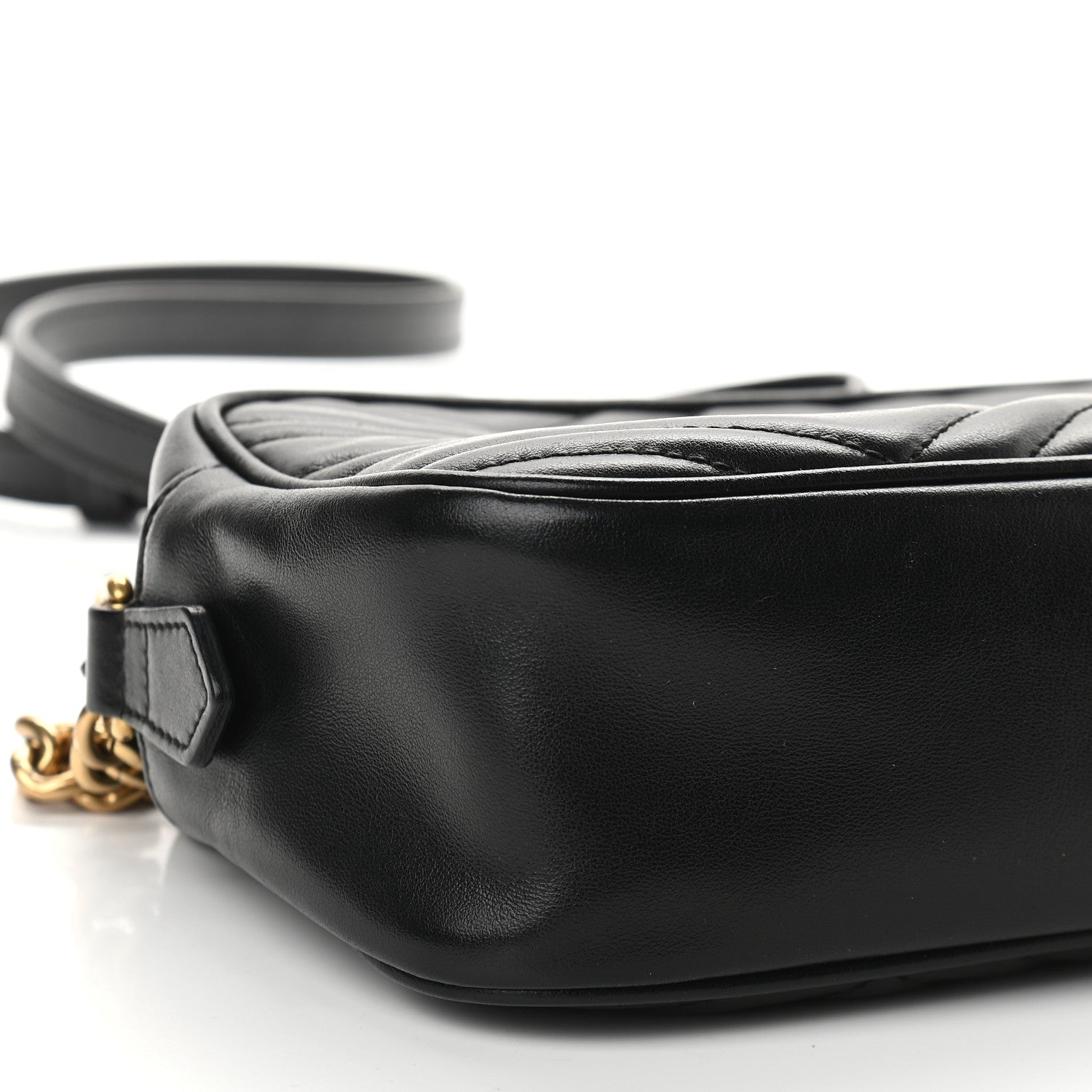 Gucci Calfskin Matelasse Small GG Marmont Chain Shoulder Bag Black 8 of 9