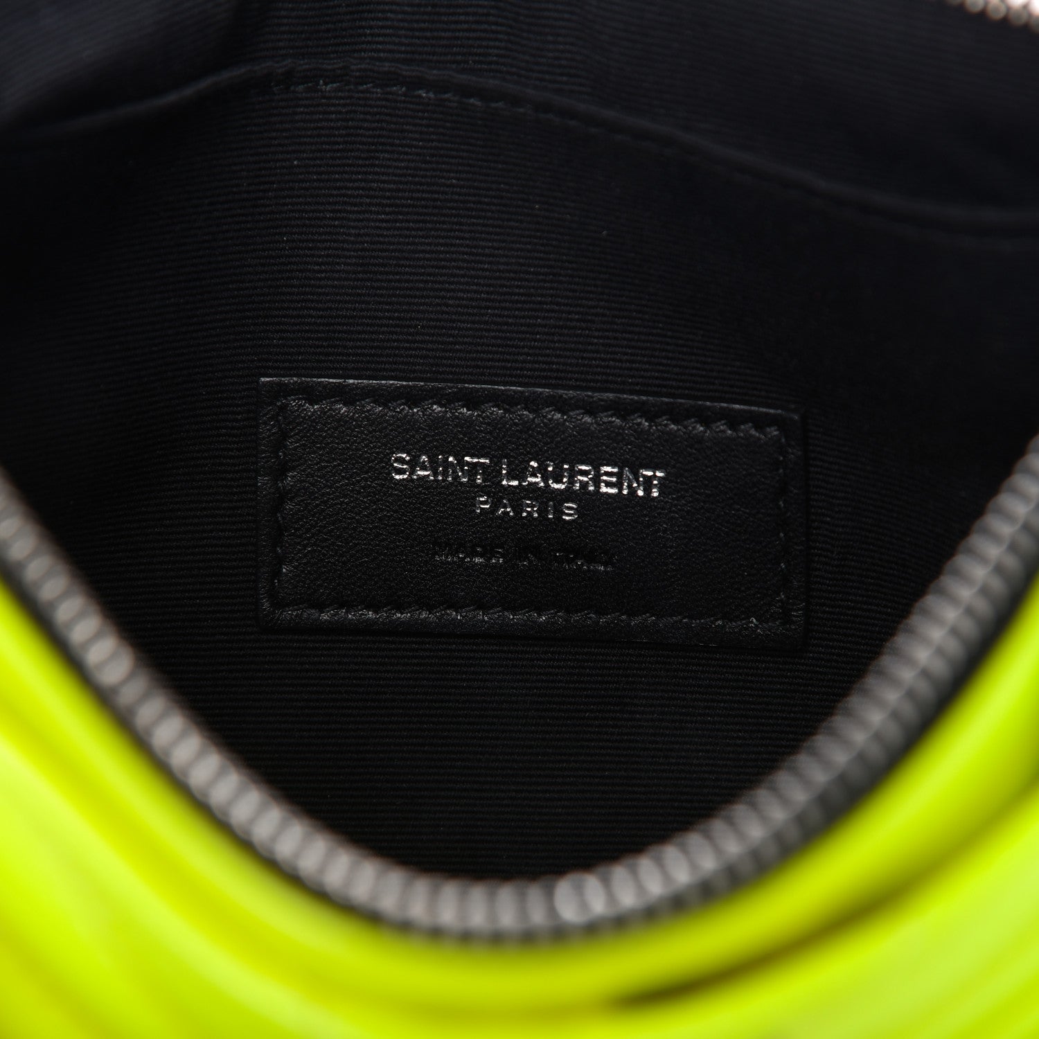 Saint Laurent Patent Grain De Poudre Matelasse Chevron Monogram Bill Pouch Neon Yellow 8 of 9