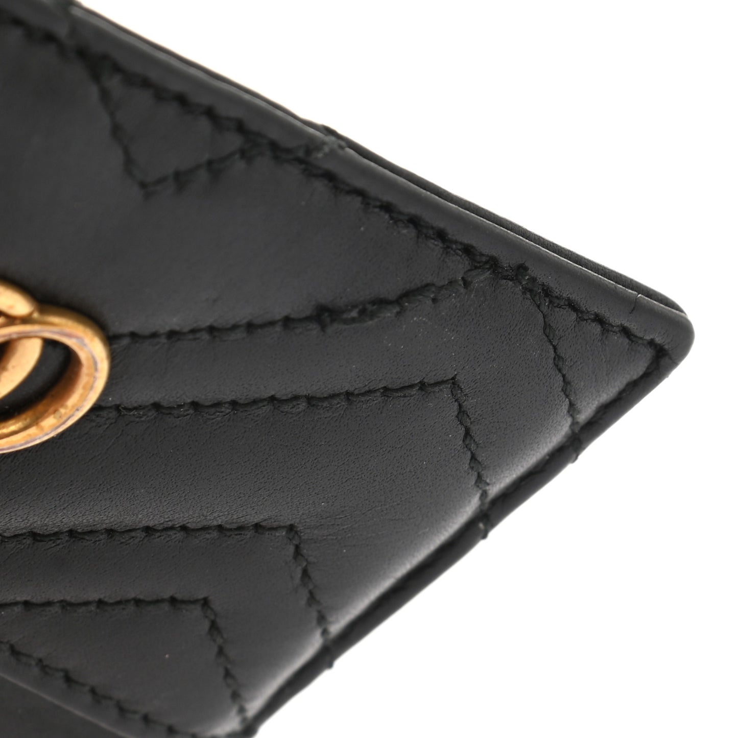 Calfskin Matelasse GG Marmont Card Holder Black
