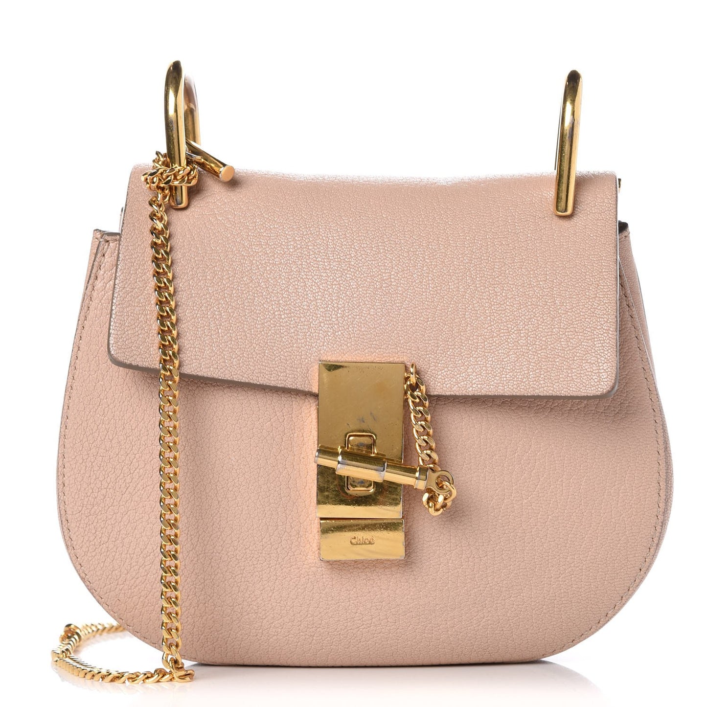 Grained Lambskin Mini Drew Shoulder Bag Cement Pink