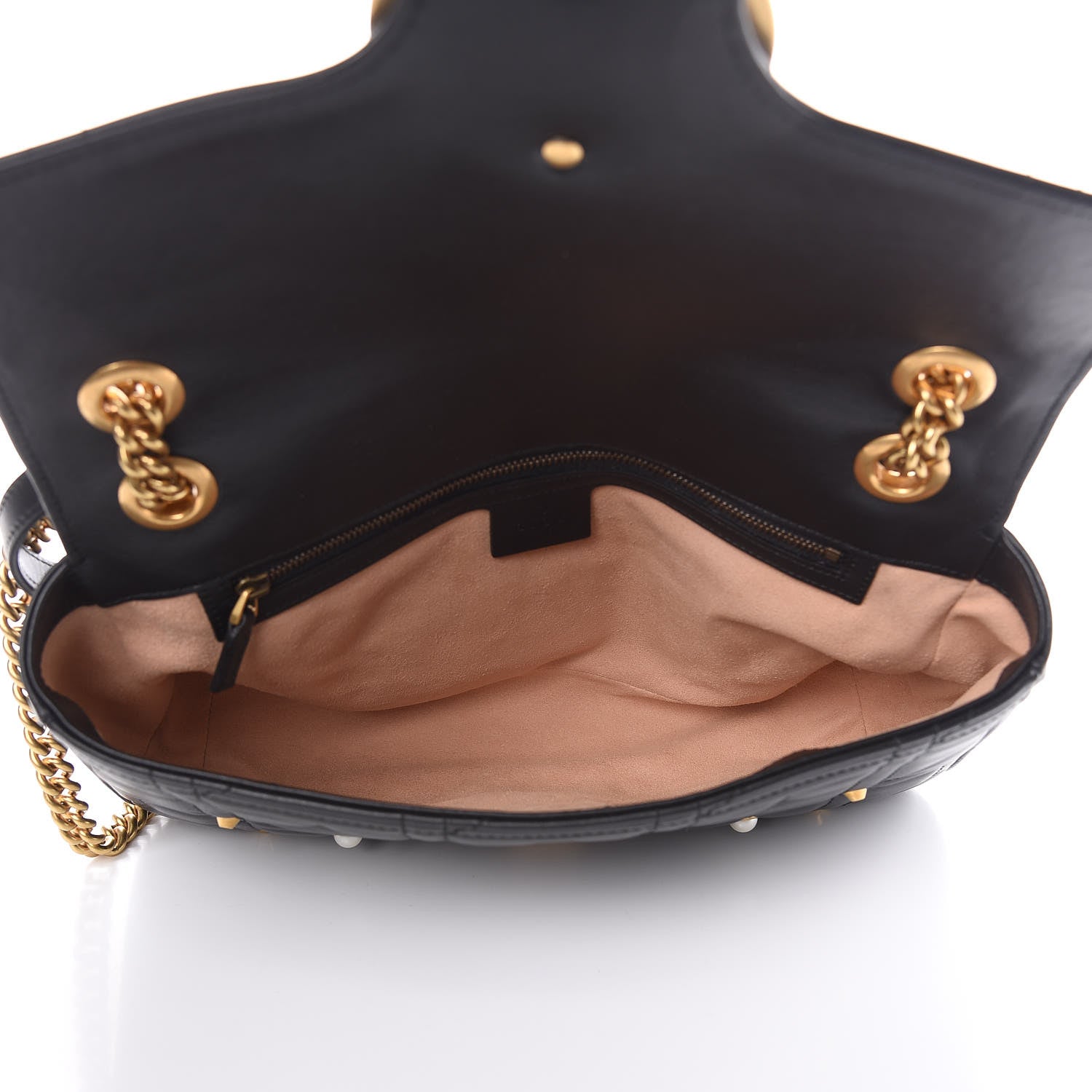 Gucci Calfskin Matelasse Studded Medium Pearly GG Marmont Shoulder Bag Black 5 of 10