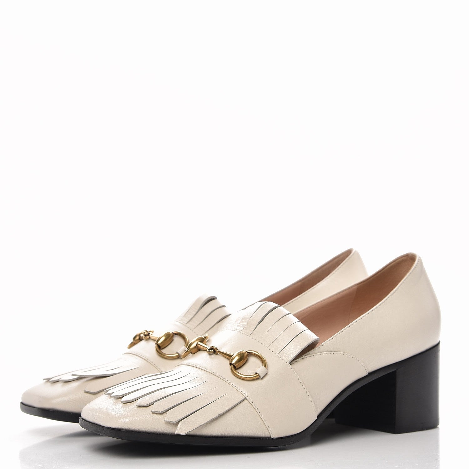 Gucci Malaga Kid Polly Kiltie Fringe 55mm Loafer Pumps 41 Mystic White 3 of 9