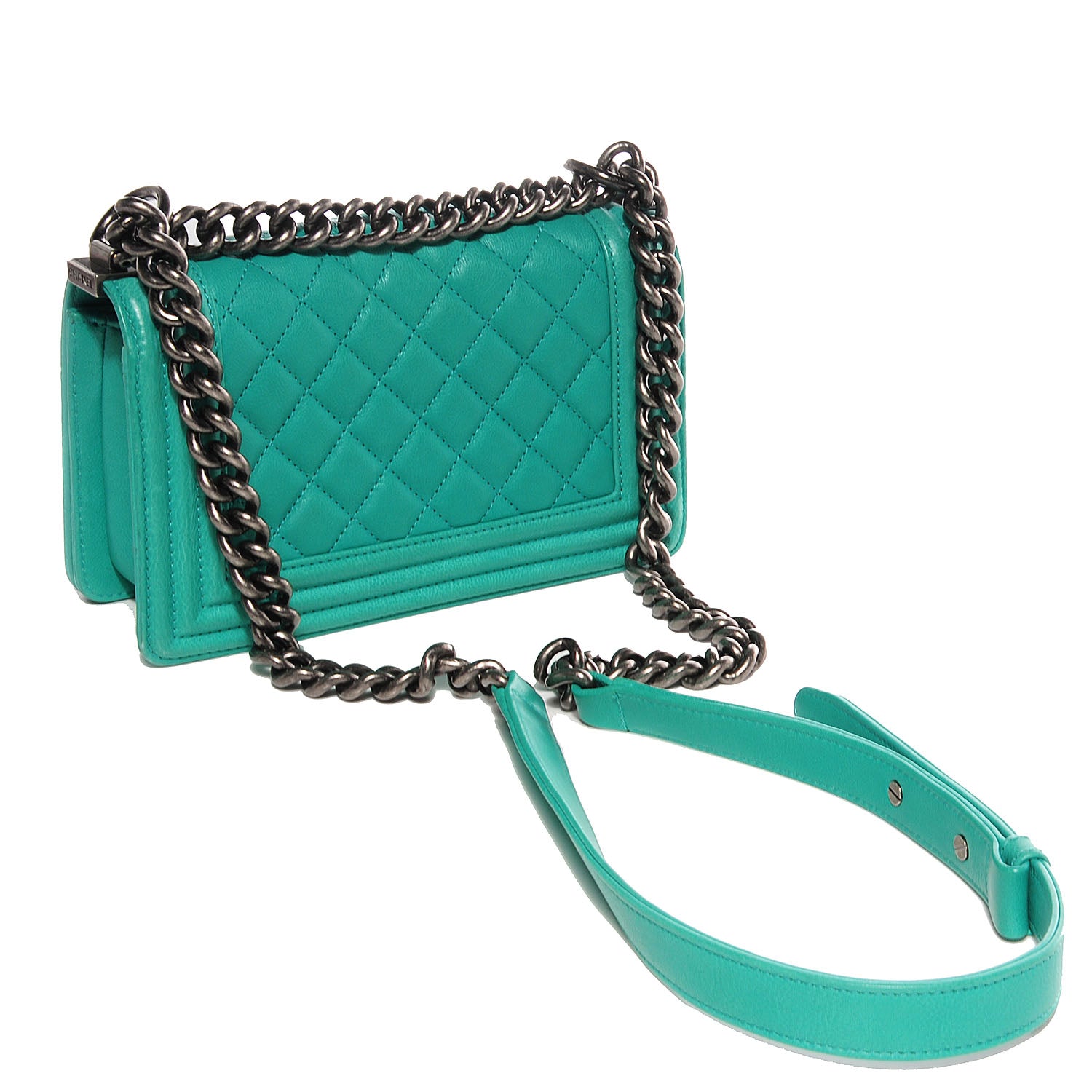 Chanel Calfskin Quilted Small Boy Flap Green 3 of 7