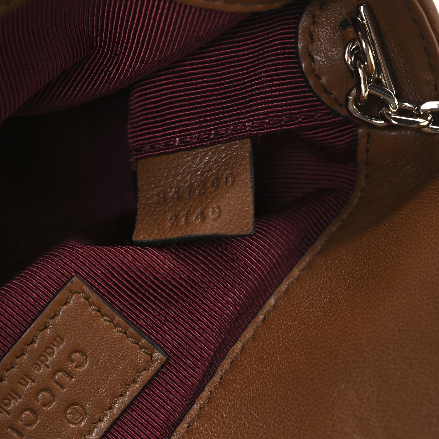 Gucci Lambskin Matelasse Mini GG Marmont Shoulder Bag Brown 7 of 10