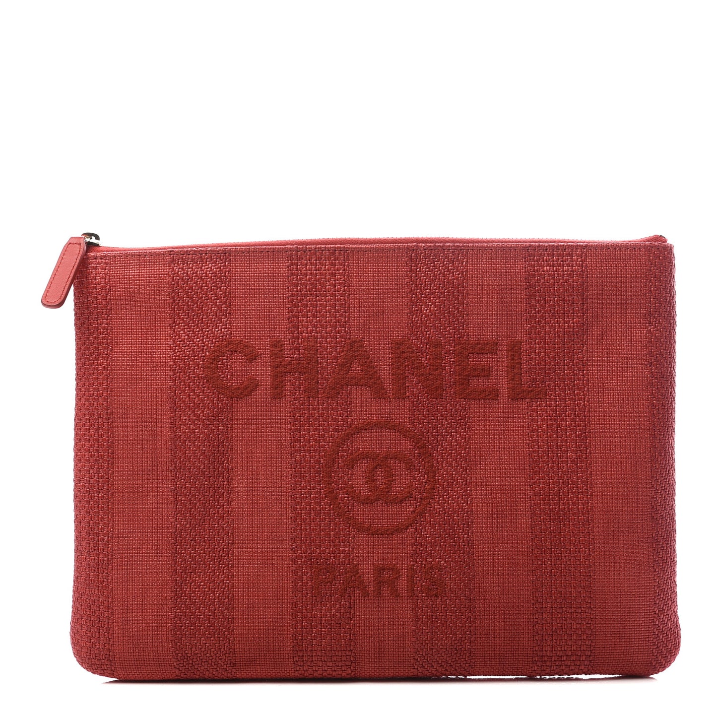 Mixed Fibers Striped Deauville Cosmetic Pouch Red