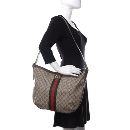 Gucci GG Supreme Monogram Web Ophidia Half Moon Hobo Brown 2 of 11