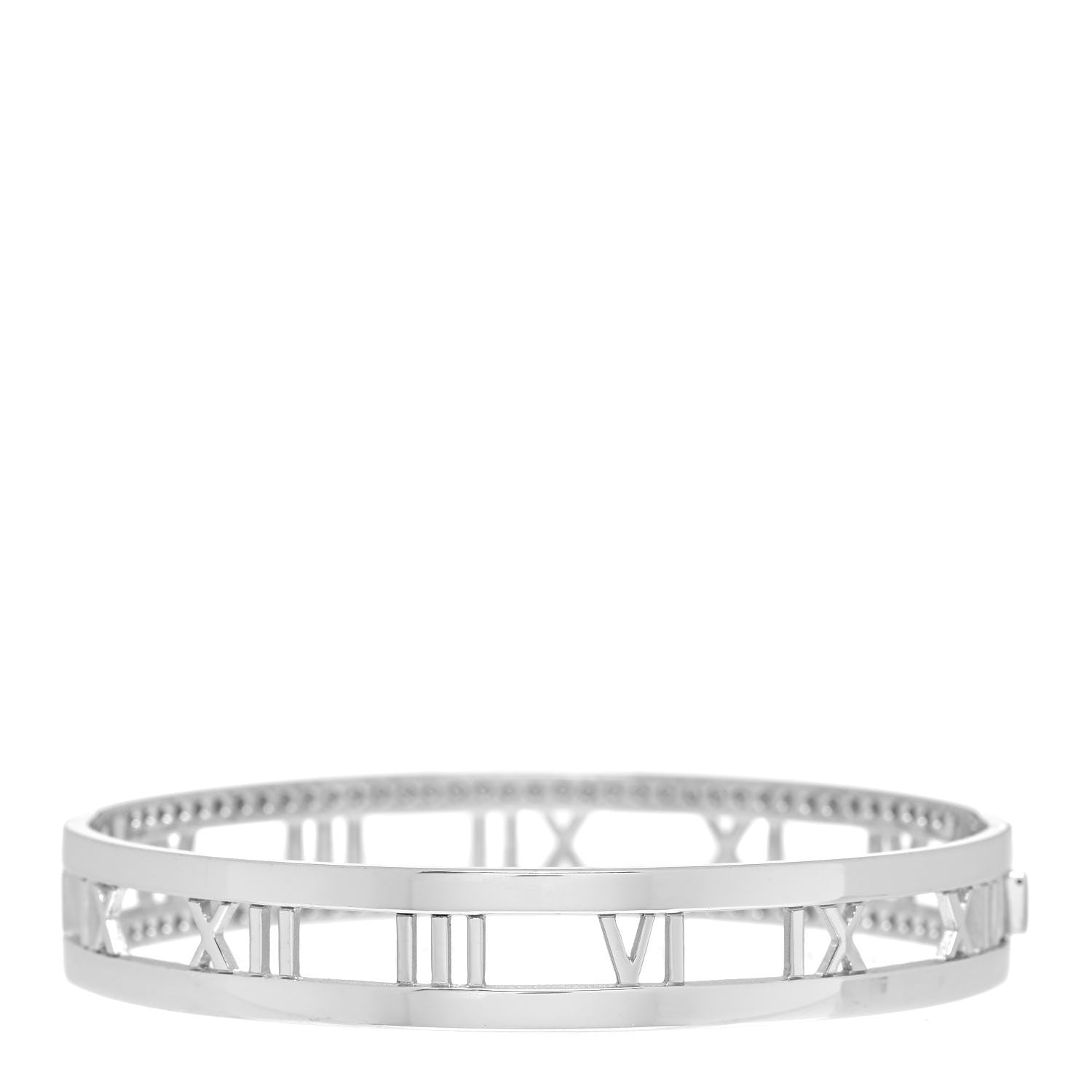 Tiffany 18K White Gold Diamond Atlas Open Hinged Bangle Bracelet 2 of 5