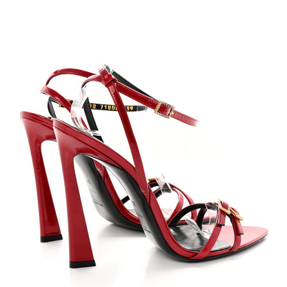 Saint Laurent Calfskin Patent Ankle Strap Sandals 39 Tibet Red 4 of 13