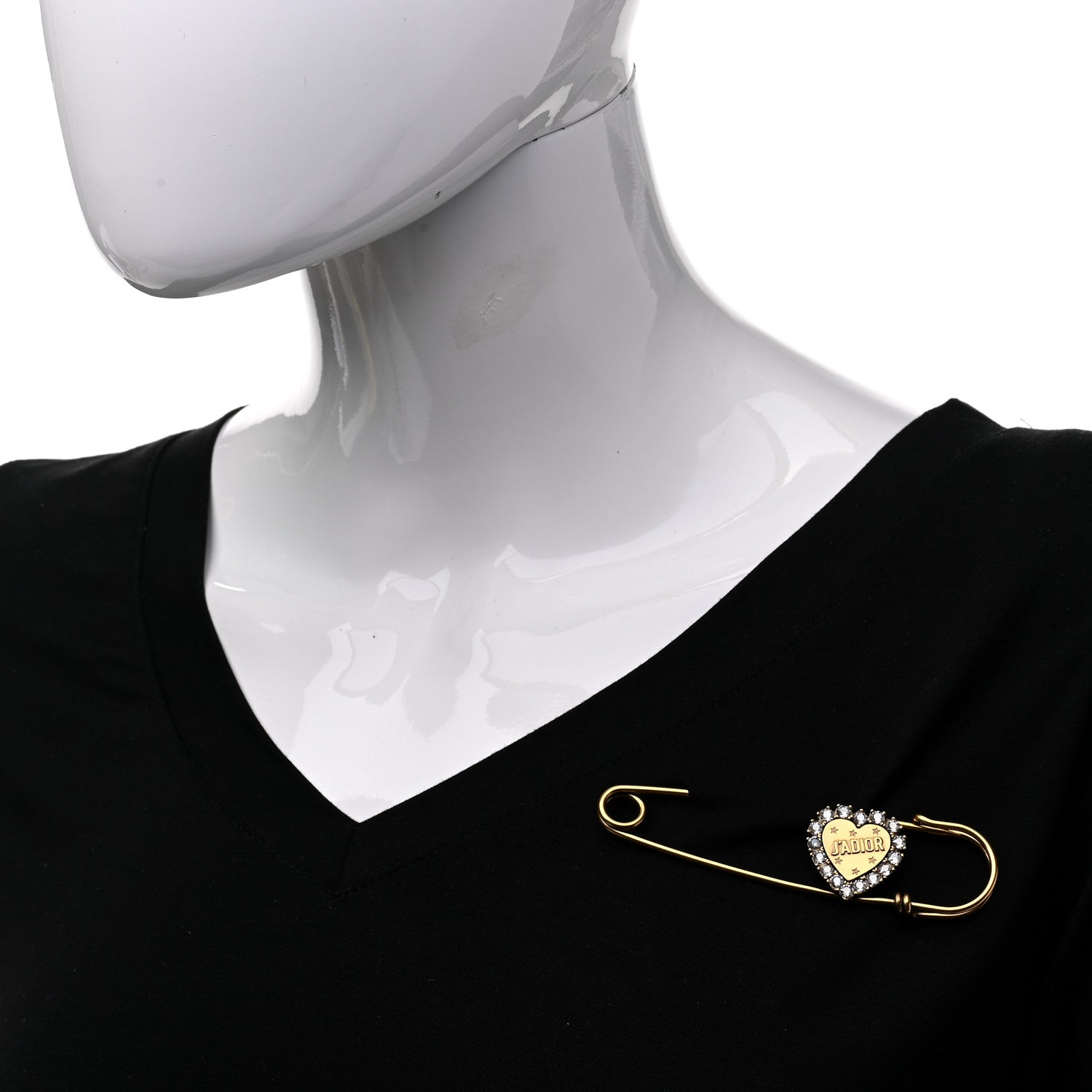 Christian Dior Crystal Heart Jadior Brooch Aged Gold 2 of 4