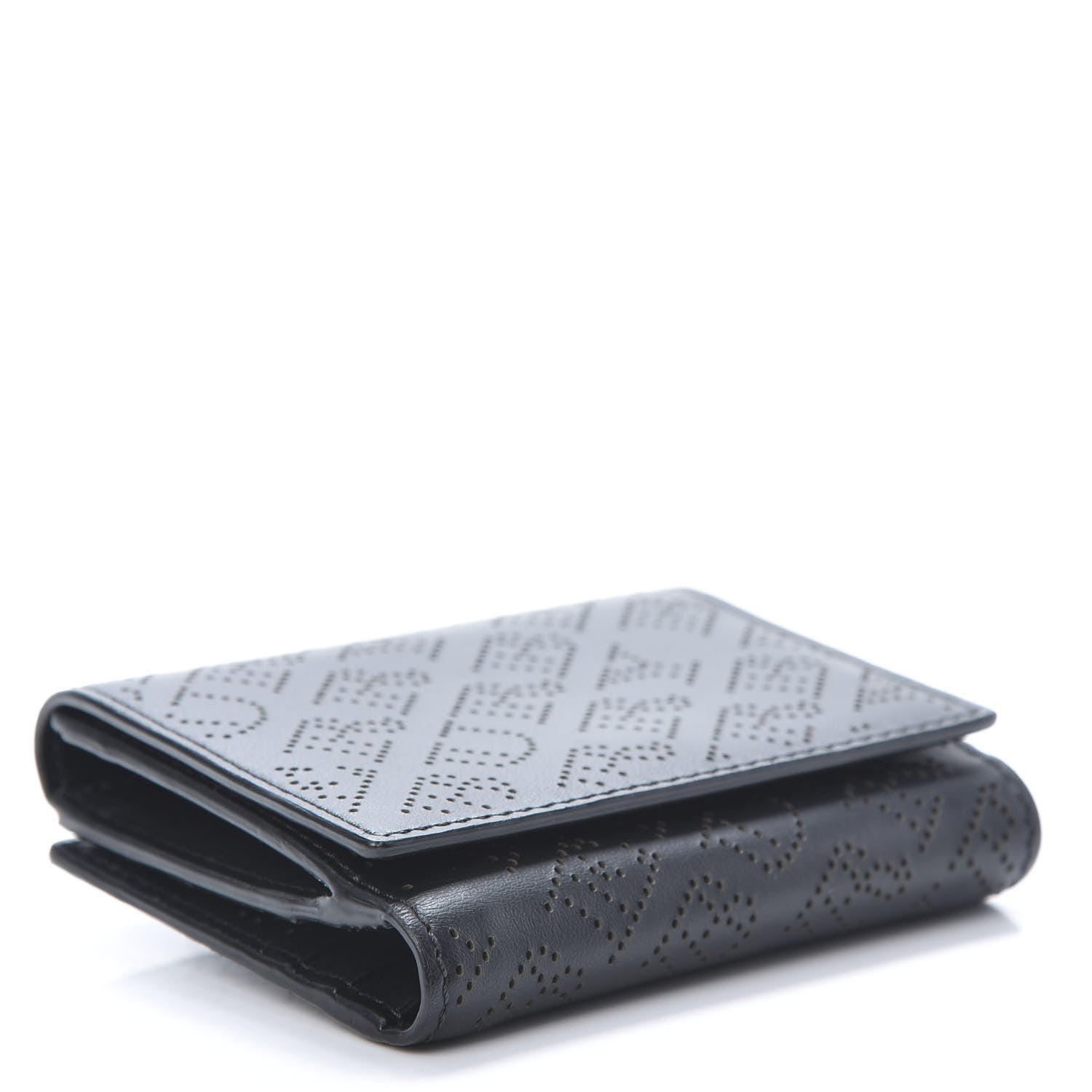 Burberry Calfskin Perforated Compact Wallet Black 4 of 9