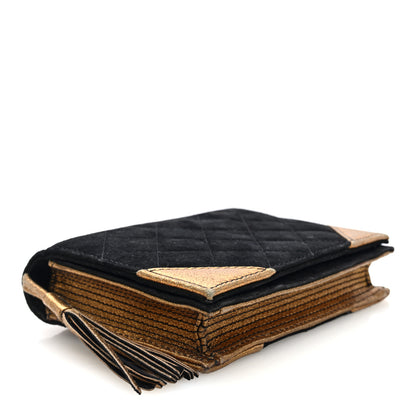Chanel Suede Quilted Bible Book CC Clutch Black 4 of 7