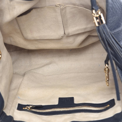 Gucci Pebbled Calfskin Medium Soho Shoulder Bag Blue 9 of 17