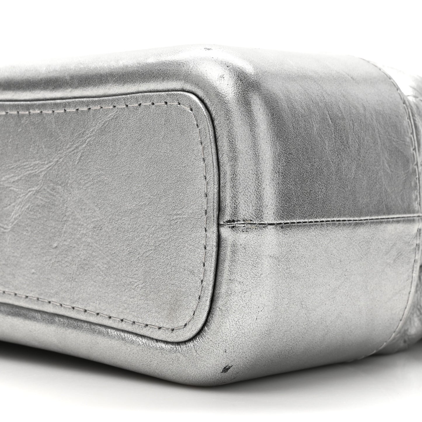 Metallic Aged Calfskin Quilted Medium Gabrielle Hobo Silver