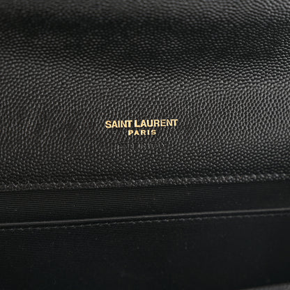 Saint Laurent Grain De Poudre Matelasse Chevron Monogram Envelope Clutch Black 6 of 9