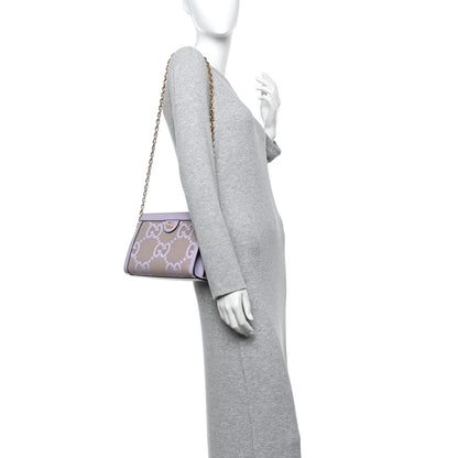 Gucci Monogram Jumbo GG Textured Dollar Calfskin Small Ophidia Chain Shoulder Bag Beige Lapis 2 of 11