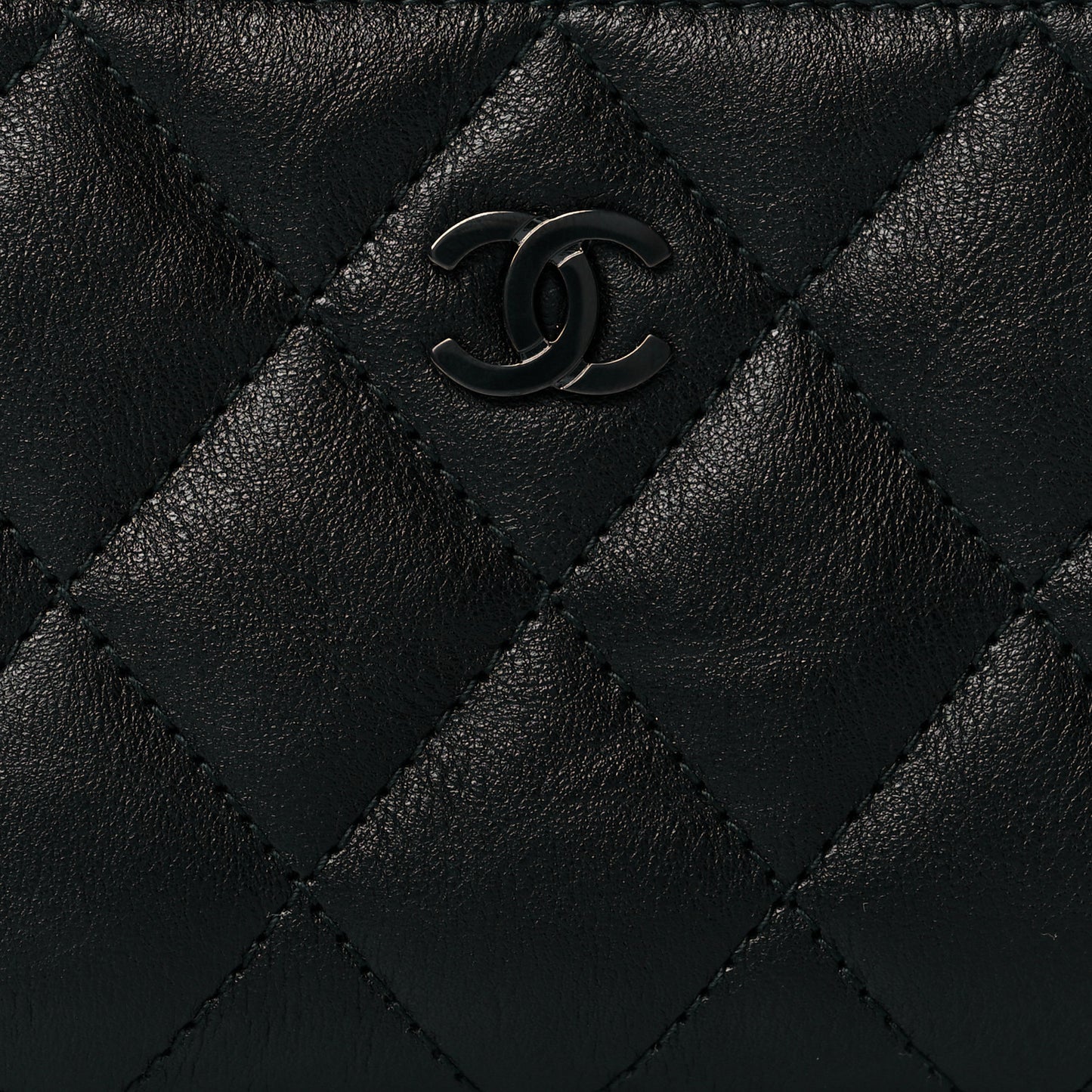 Calfskin Quilted Zip Coin Purse So Black