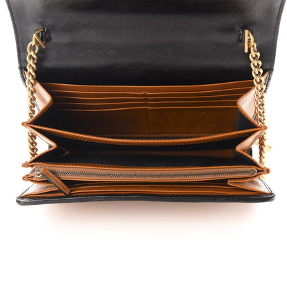 Gucci Vintage Effect Calfskin Matelasse Diagonal Torchon GG Marmont Chain Wallet Cognac 5 of 10