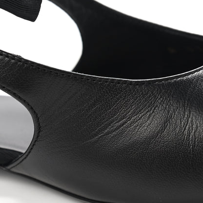 Chanel Lambskin Grosgrain Crystal Chain CC Logo Bow Slingback Flats 40.5 Black 10 of 10