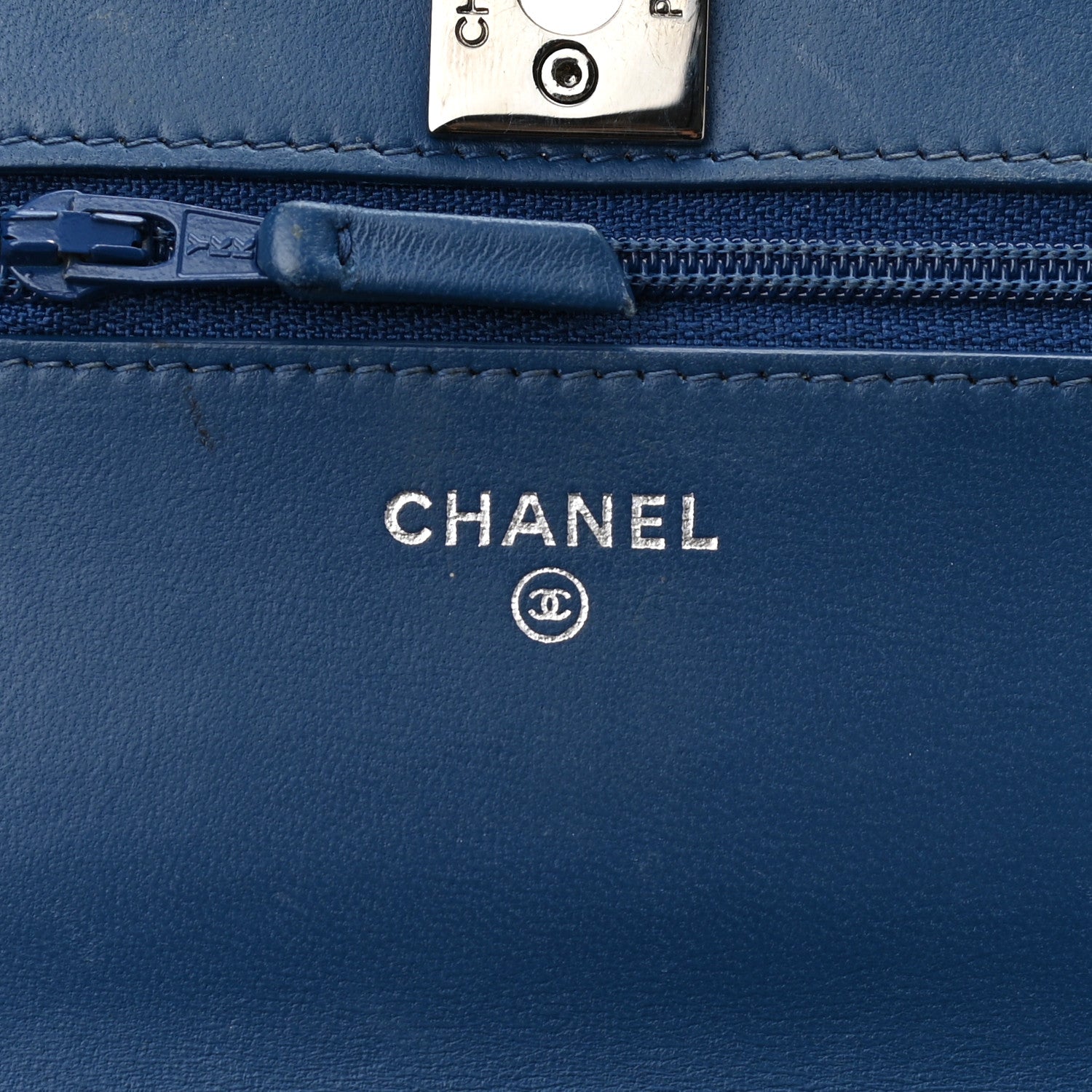 Chanel Lambskin Quilted Trendy CC Wallet On Chain WOC Blue 6 of 12