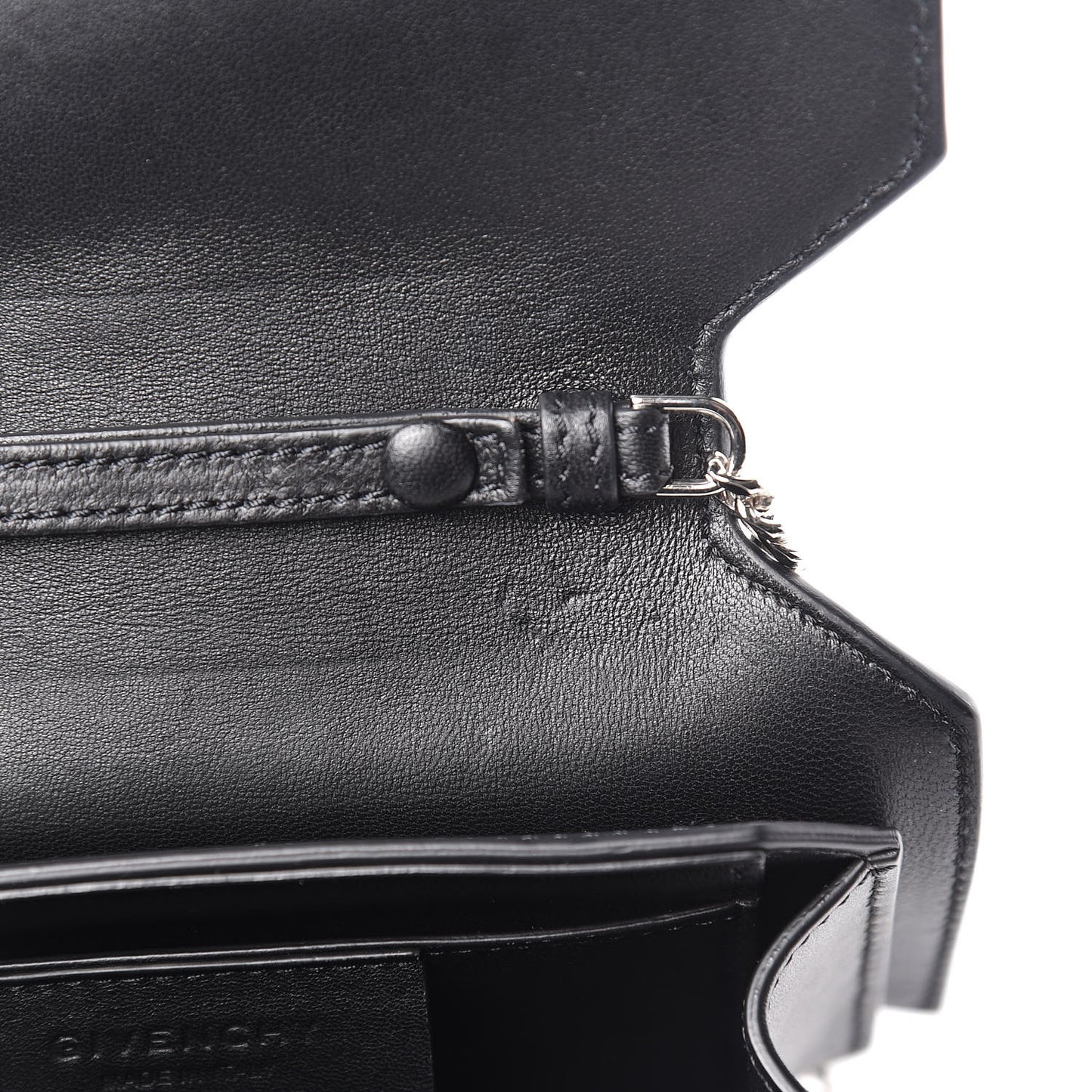 Calfskin Cross Embellished Bow Cut Chain Bag Black